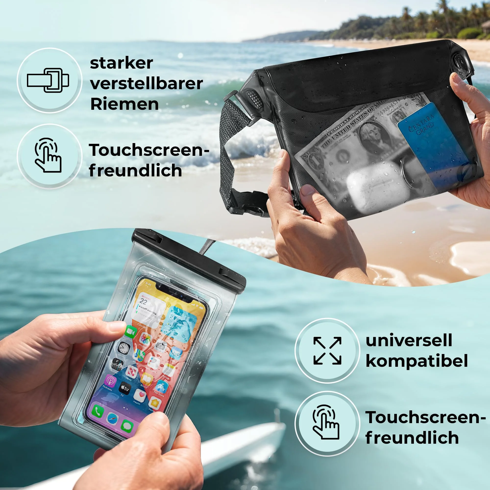 Nordlight wasserdichte Tasche 3er Set (Anthrazit) - Dry Bag 5l + wasserdichte Handyhülle + - Image 5