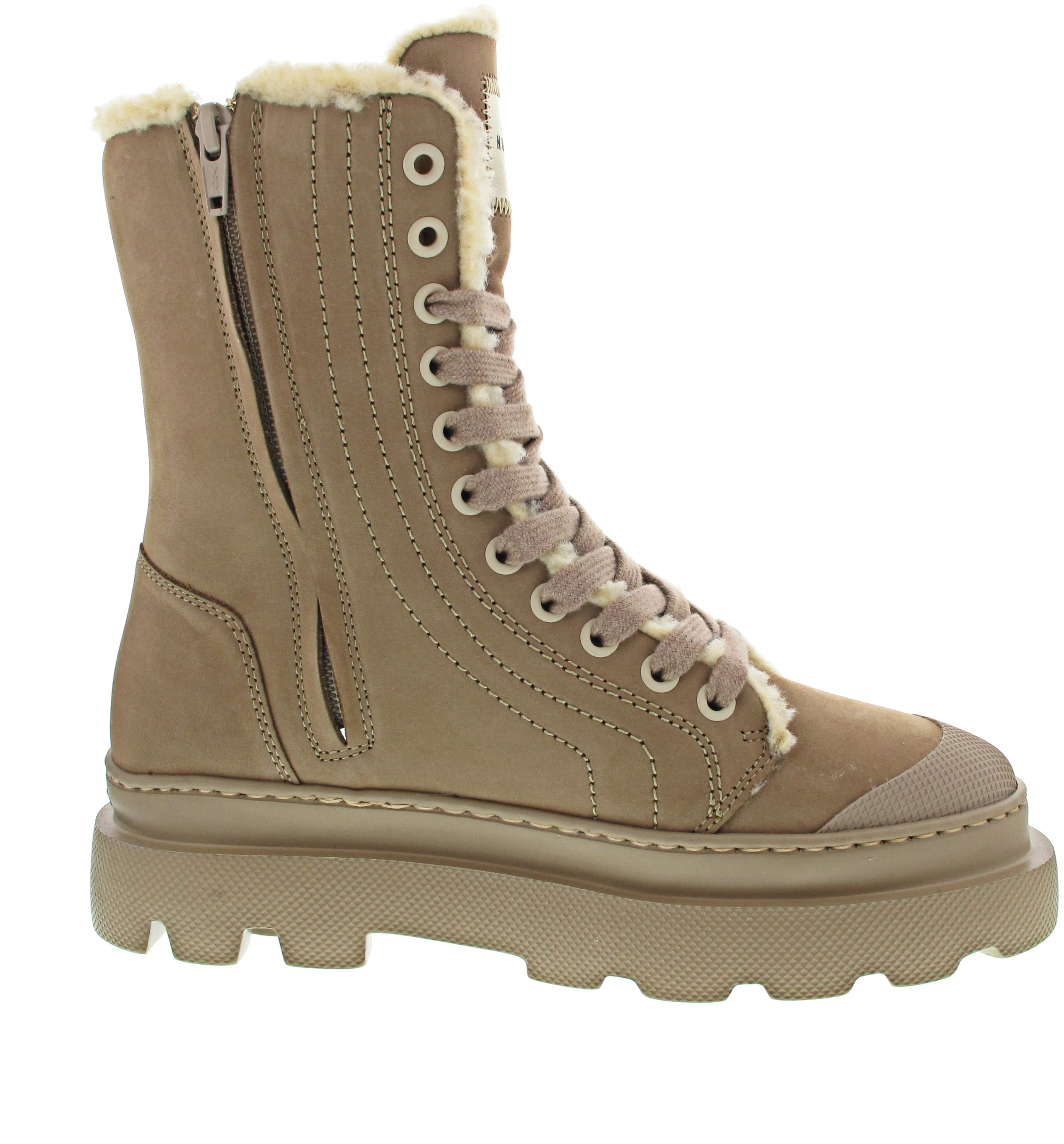 Nubikk Monro Miley Fur (L) Schnürstiefel Beige - Image 6