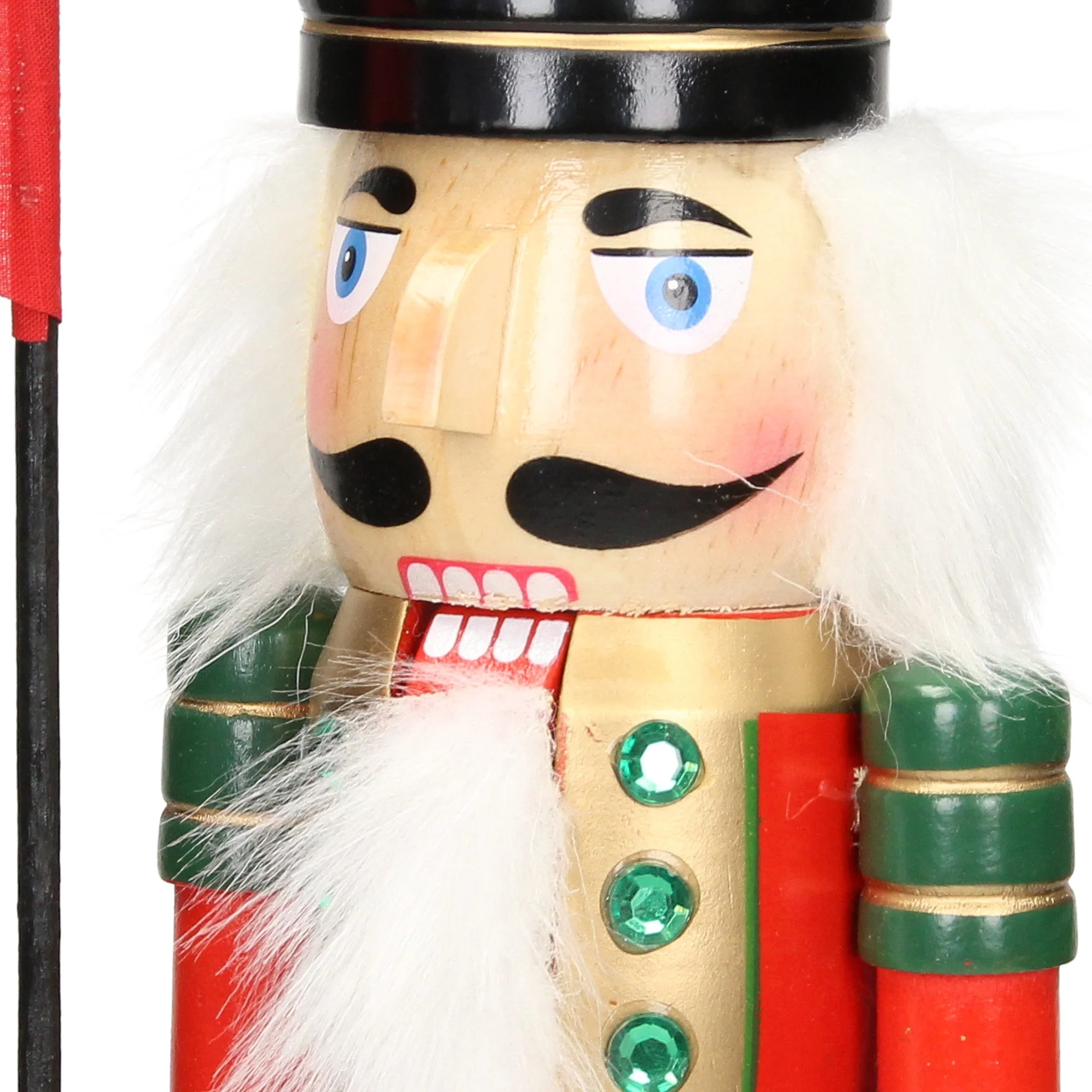 Nussknacker Soldat mit schwarzem Hut und Fahne 38 cm aus Holz - Image 4