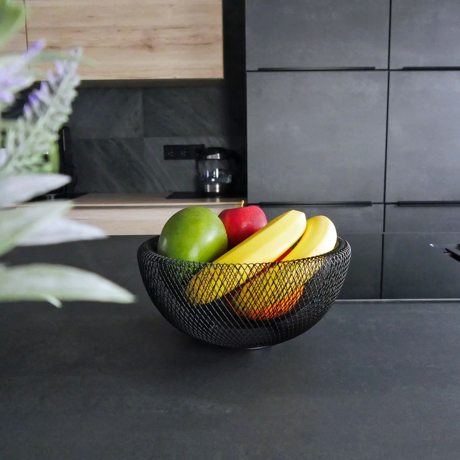Obstkorb aus Metall in Schwarz - 25 x 9.8 cm Obstschale Dekoschale doppelwandig - Image 5