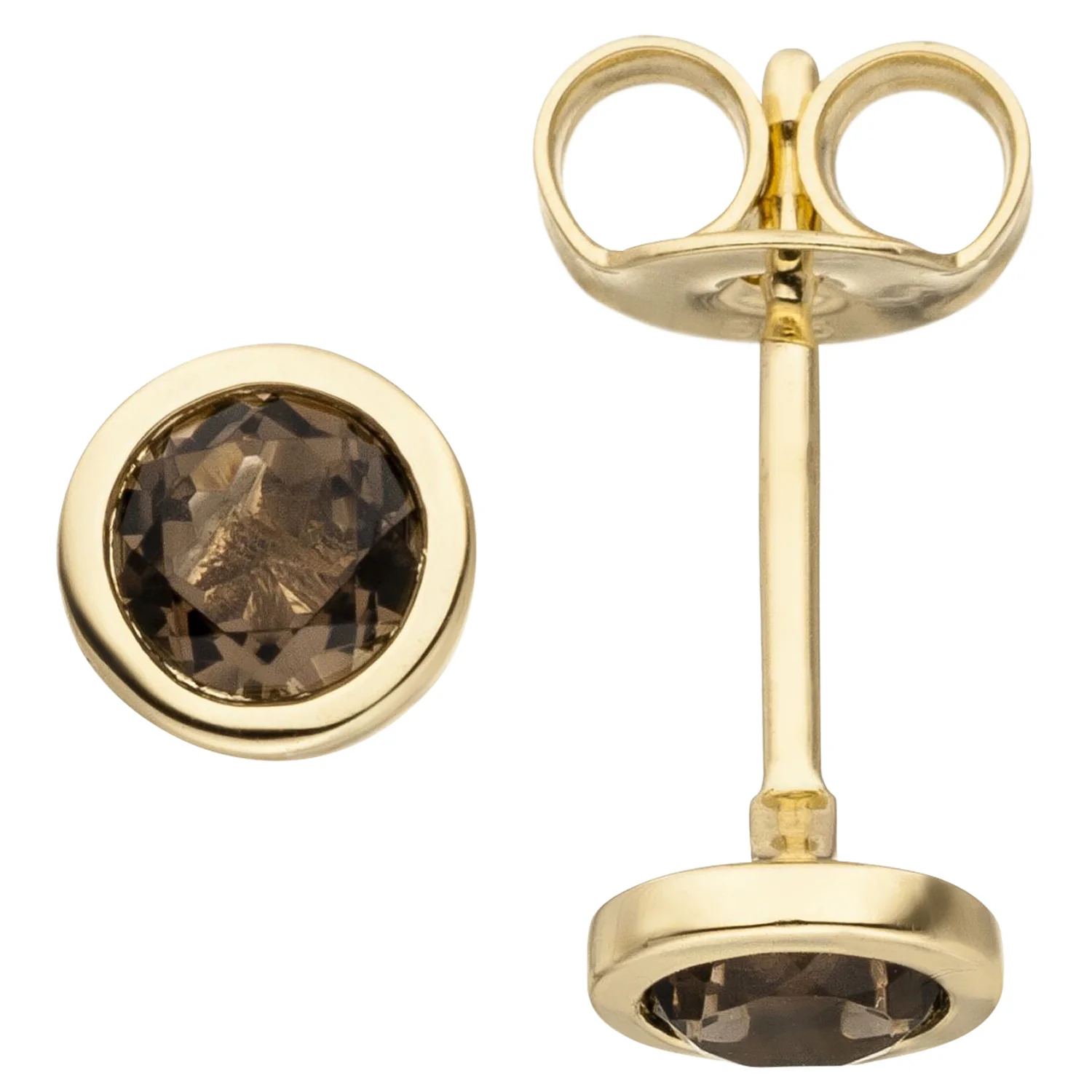 Ohrstecker 585 Gold Gelbgold 2 Rauchquarze Ohrringe Goldohrringe - Image 2