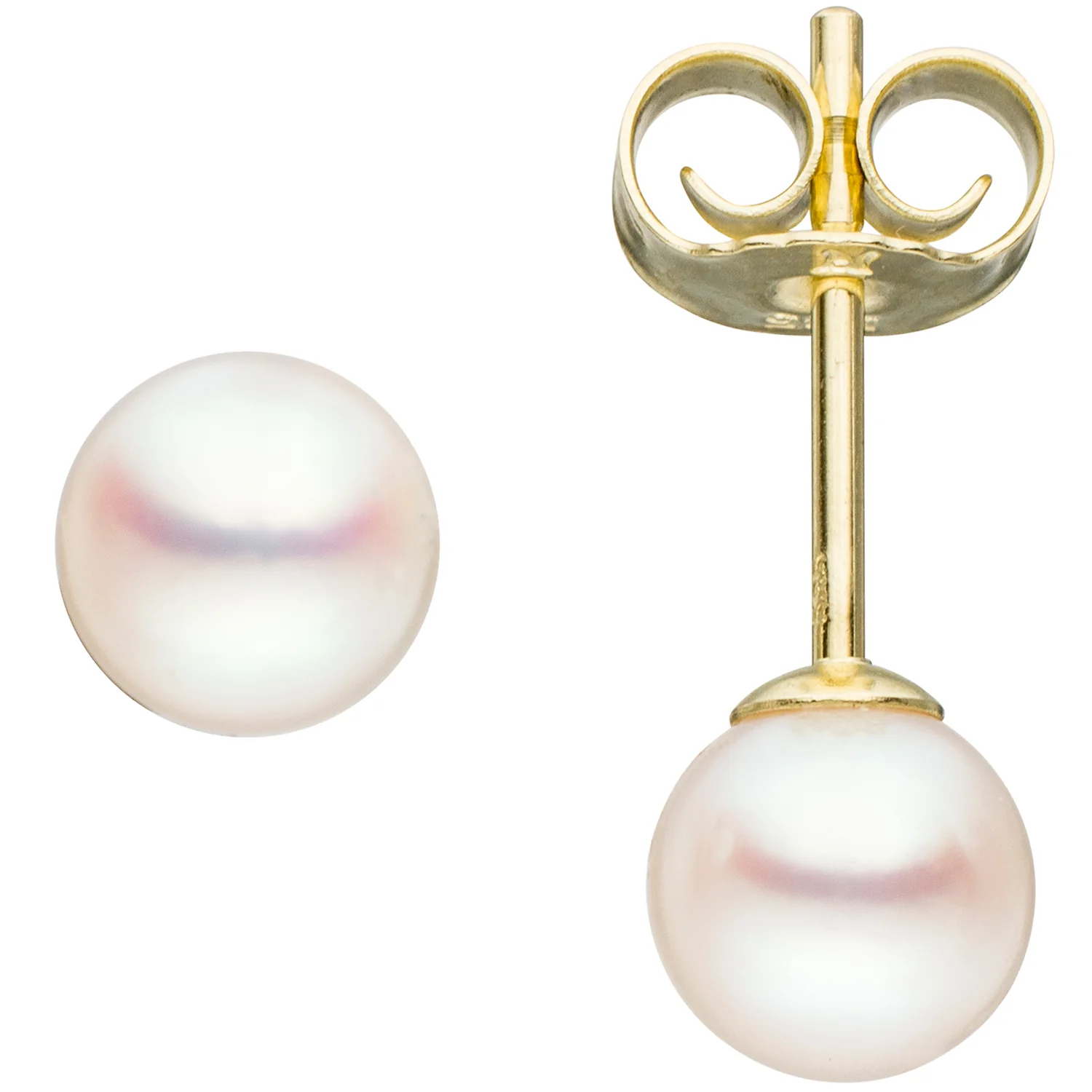 Ohrstecker 585 Gold Gelbgold 2 Süßwasser Perlen Ohrringe Perlenohrringe - Image 2