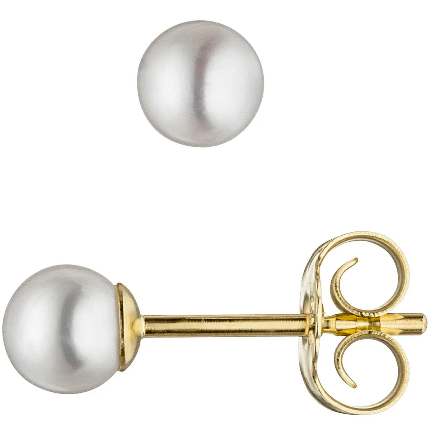Ohrstecker 585 Gold Gelbgold mit 2 Süßwasser Perlen Ohrringe Perlenohrstecker