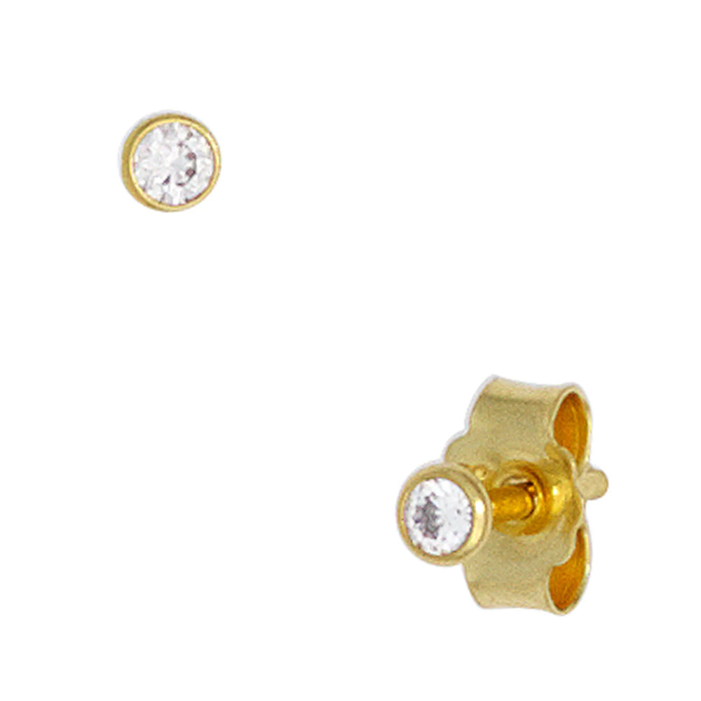 Ohrstecker rund 333 Gold Gelbgold 2 Zirkonia Ohrringe Goldohrstecker - Image 2