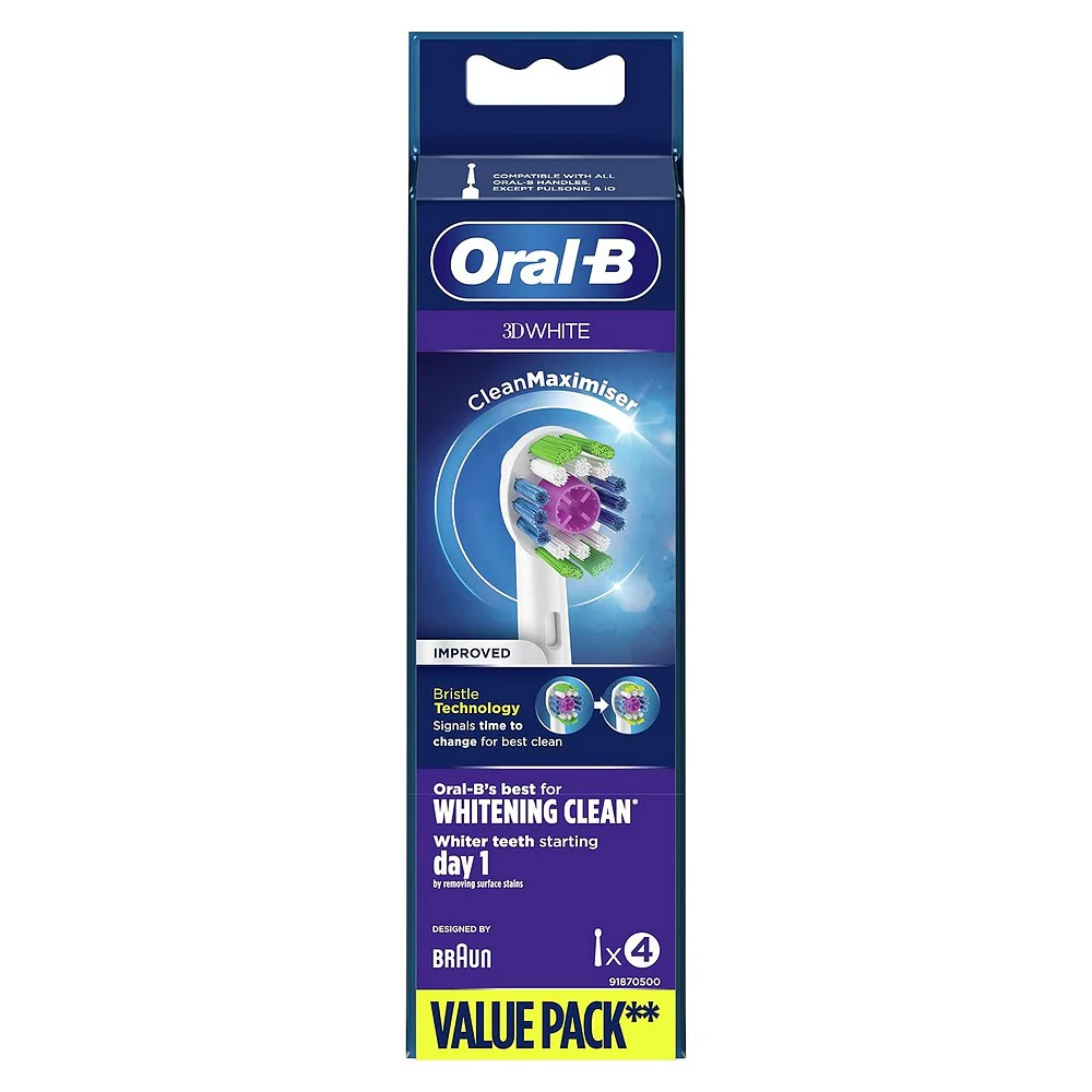 Oral-B White 3D Bürstenkopf, 4 Stück, Original Reinigungs Bürstenkörper, Weiß - Image 2