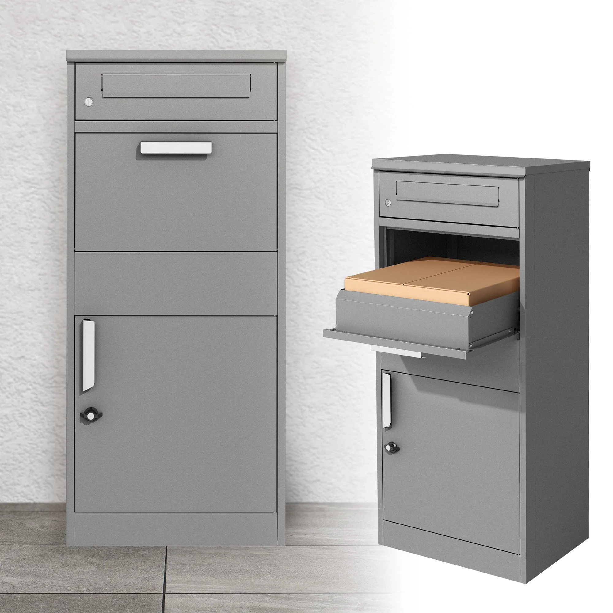 Paketbriefkasten aus verzinktem Stahl in Grau, 50x112x37 cm - Image 2