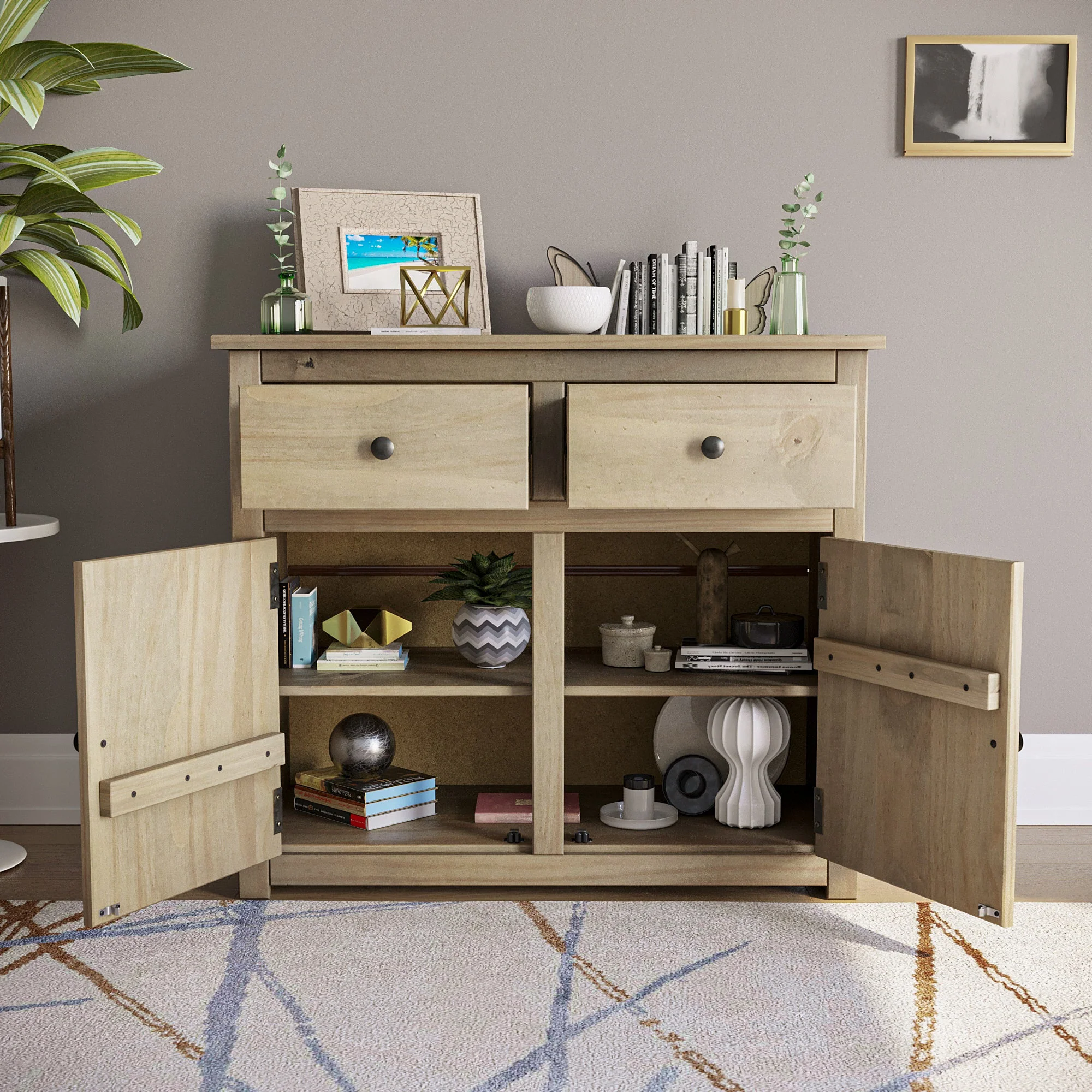 Panama Sideboard aus Massivholz – 2 Türen, 1 Schublade – Buffet, Anrichte, Aufbewahrungsschrank - Image 8