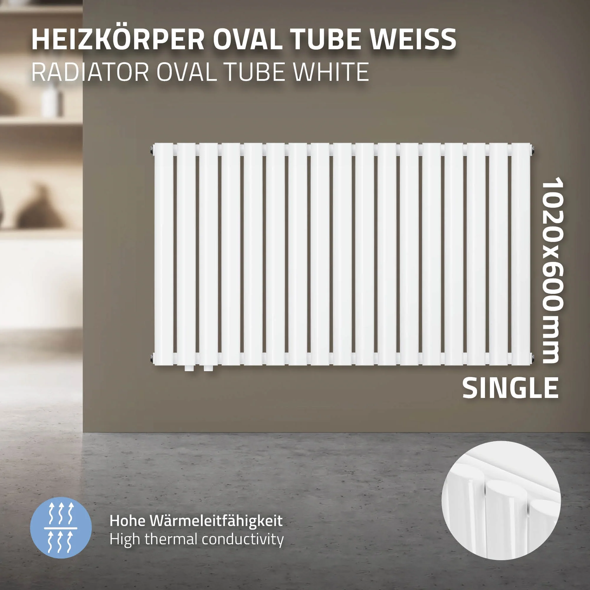 Paneelheizkörper horizontal 600x1020 mm Schwarz matt mit Seitenanschluss LuxeBath - Image 2