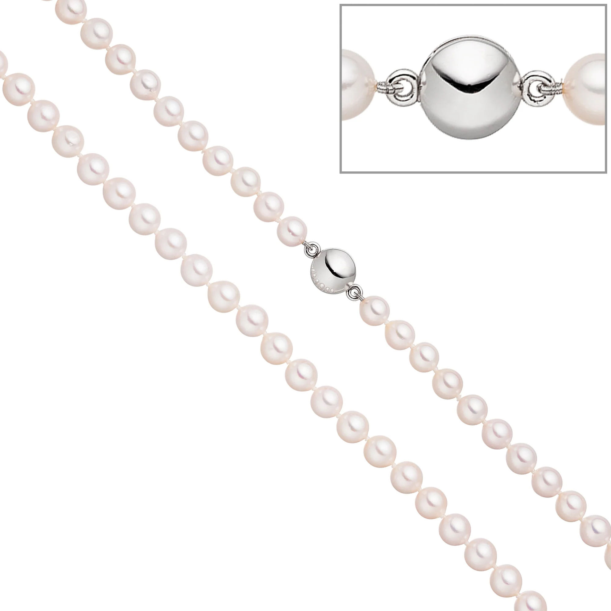 Perlenkette mit Akoya Perlen 45 cm Magnet-Schließe aus 925 Sterlingsilber - Image 2