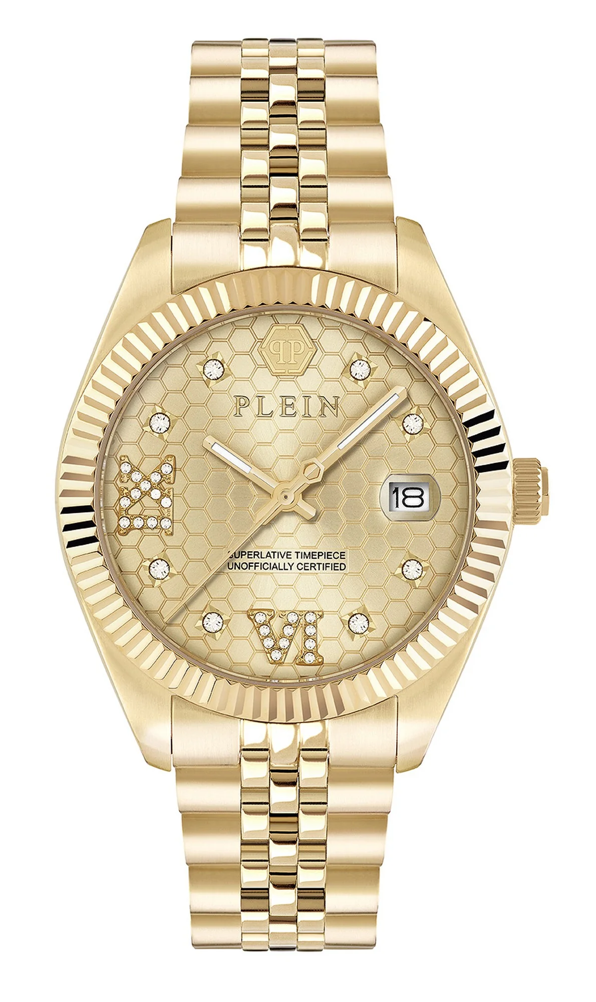 Philipp Plein Damen Uhr Analog Quarz DATE SUPERLATIVE PWYFA0425 Edelstahl