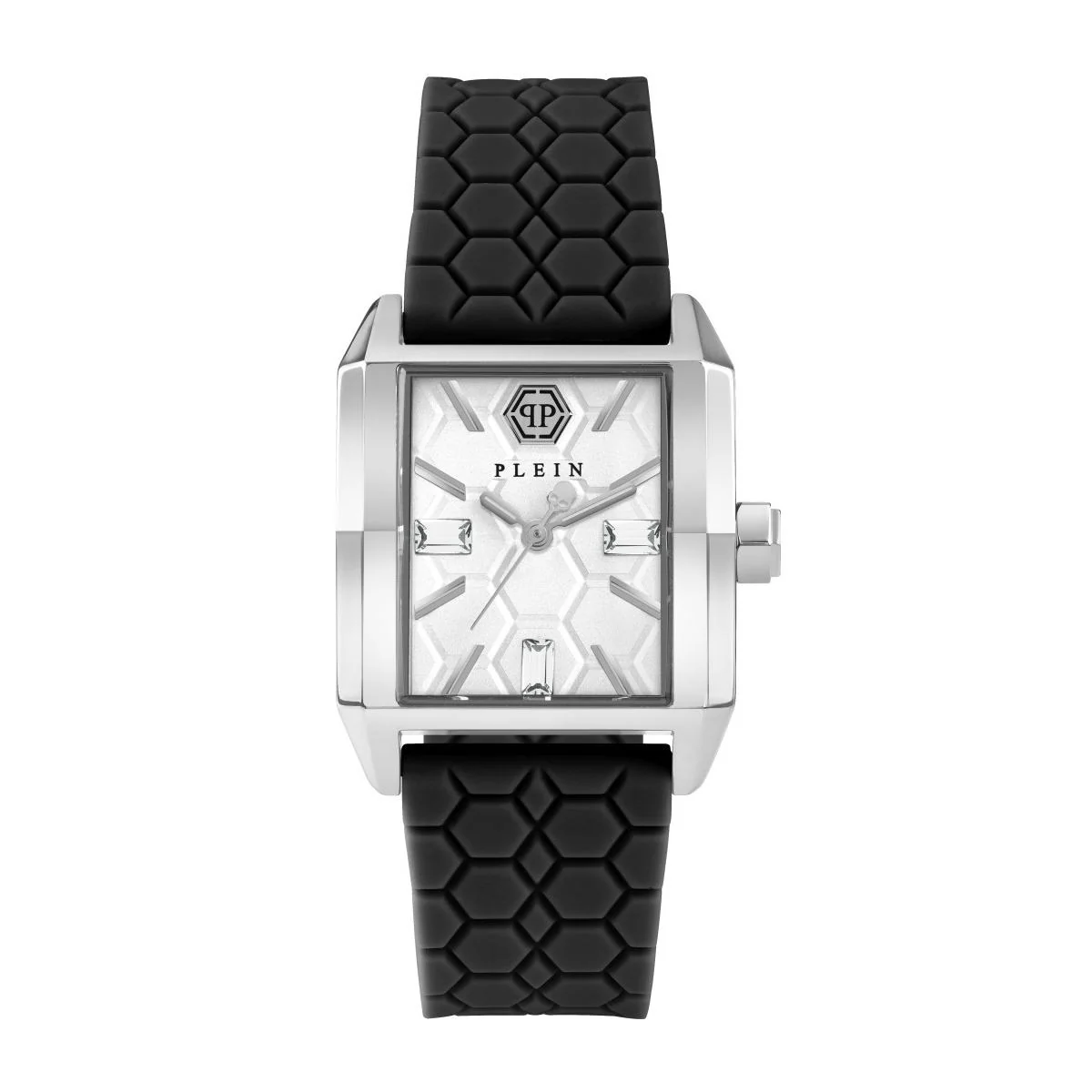 Philipp Plein Damen Uhr Analog Quarz OFFSHORE SQUARE PWMAA0122 Silikon