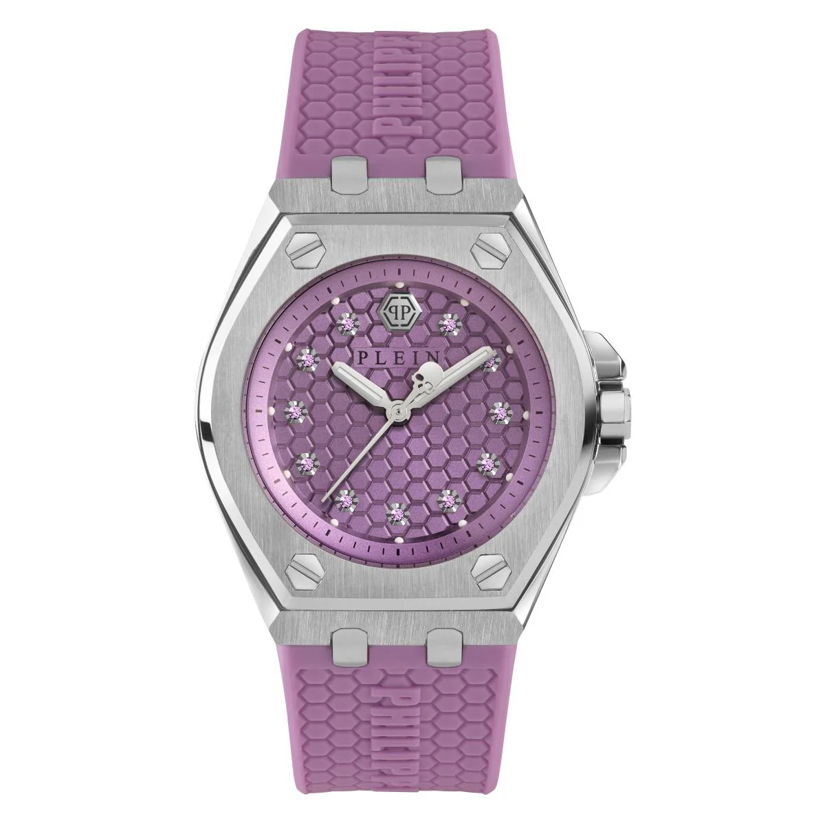 Philipp Plein Damen Uhr Analog Quarz PLEIN EXTREME LADY Lila PWJAA0222 Silikon