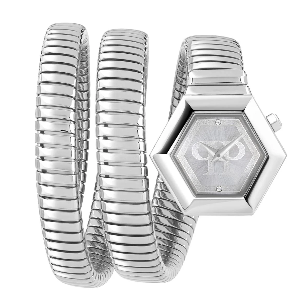 Philipp Plein Damen Uhr Analog Quarz SNAKE HEXAGON PWZAA0123-1 Edelstahl