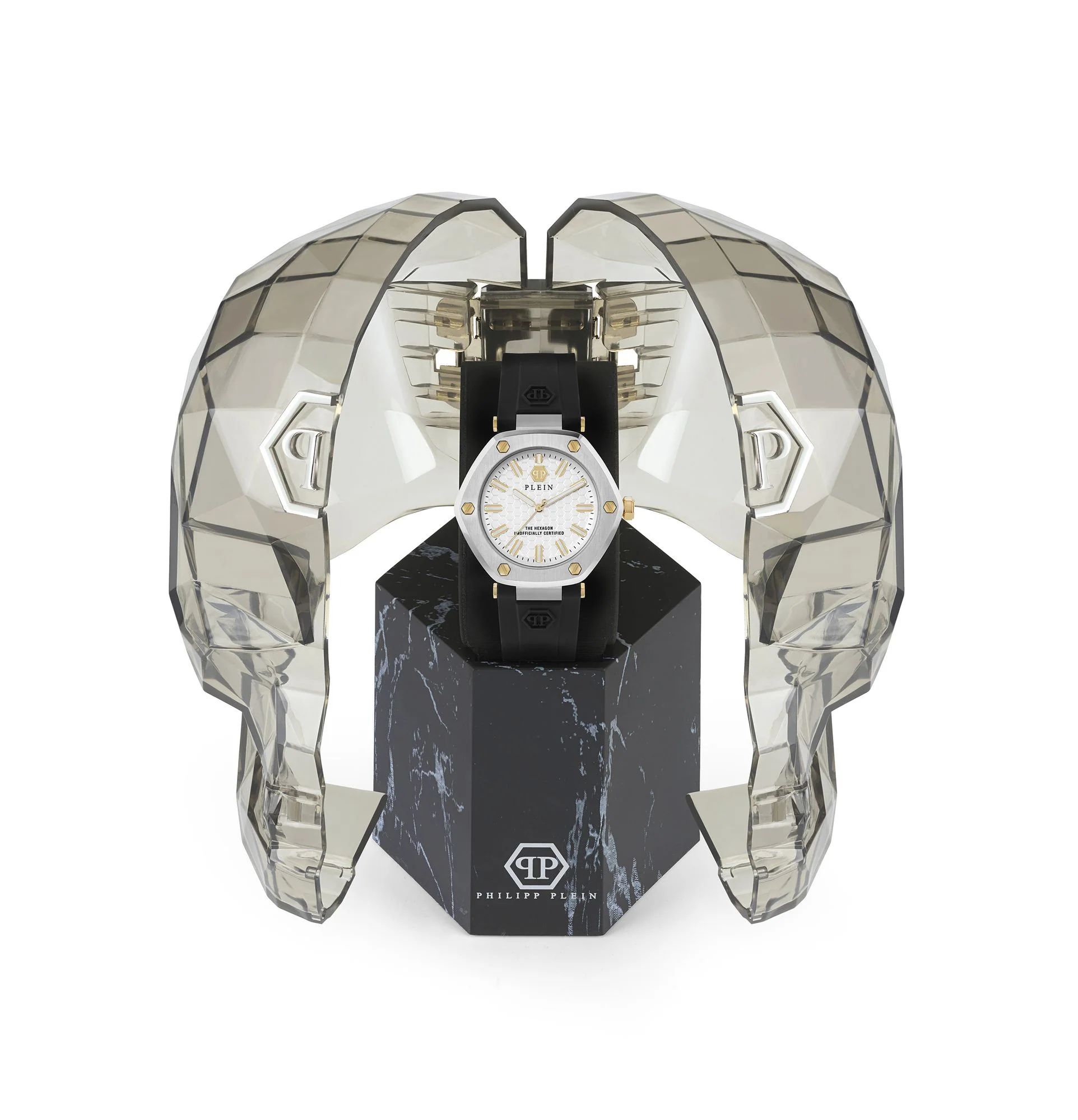 Philipp Plein Damen Uhr Analog Quarz THE HEXAGON PW1BA0223 Silikon - Image 4