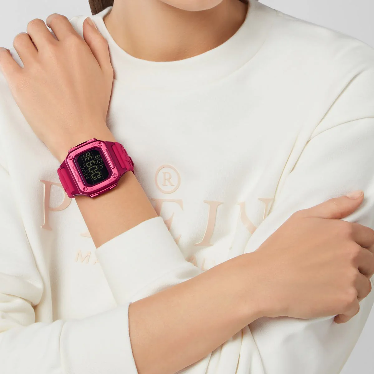 Philipp Plein Damen Uhr Digital Quarz HYPER SHOCK Pink PWHAA0121 Silikon - Image 5