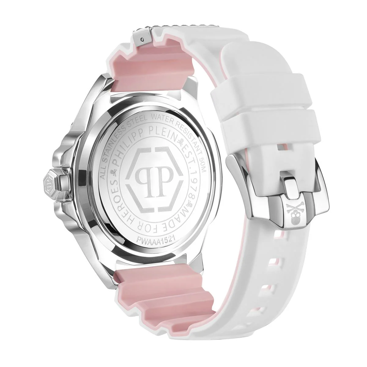 Philipp Plein Herren Uhr Analog Quarz $KULL weiss Kristalle PWAAA1521 Silikon - Image 2