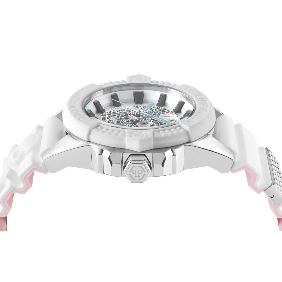 Philipp Plein Herren Uhr Analog Quarz $KULL weiss Kristalle PWAAA1521 Silikon - Image 3