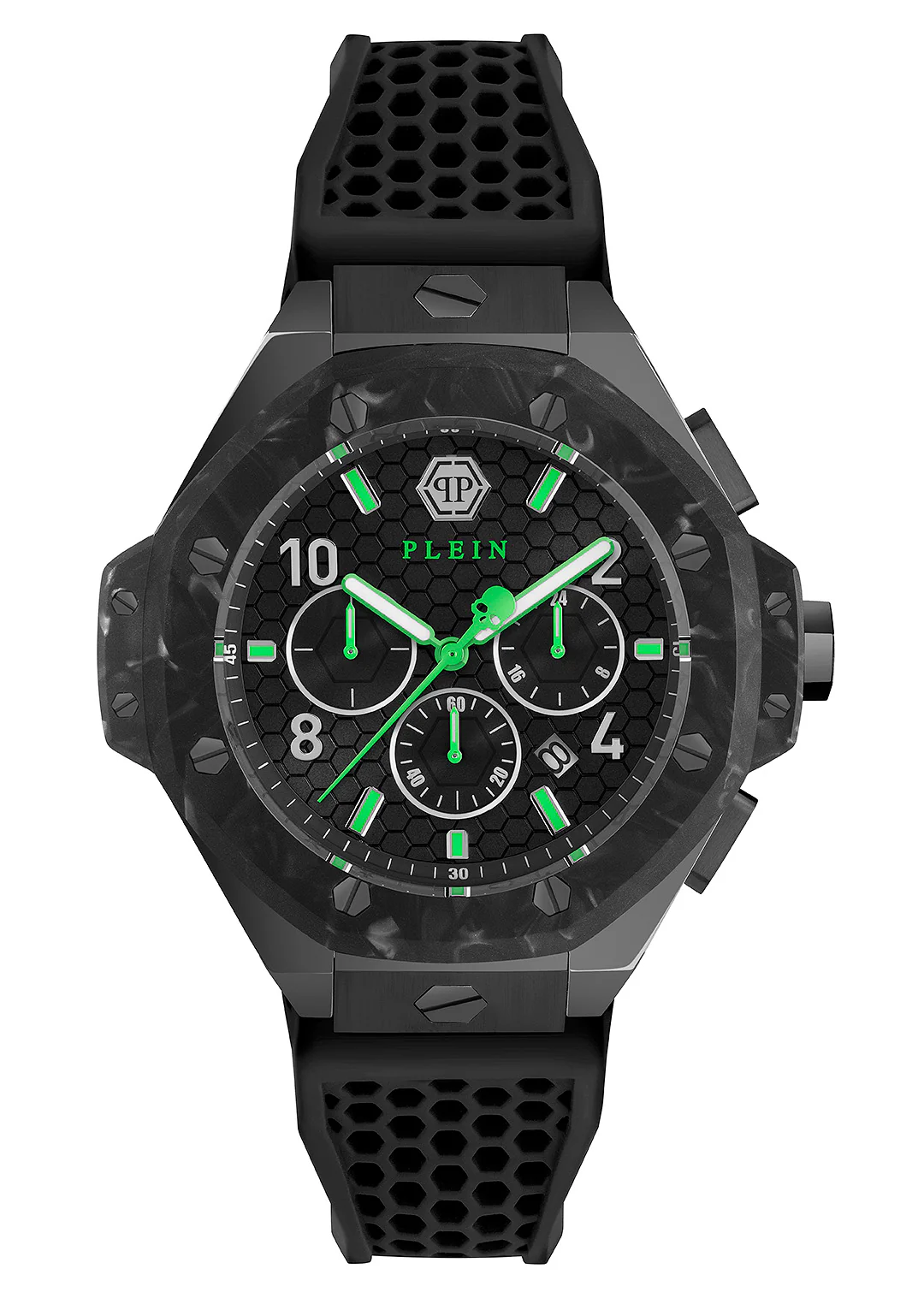 Philipp Plein Herren Uhr Analog Quarz PLEIN CHRONO ROYAL 46 MM PWPRA0624 Silikon