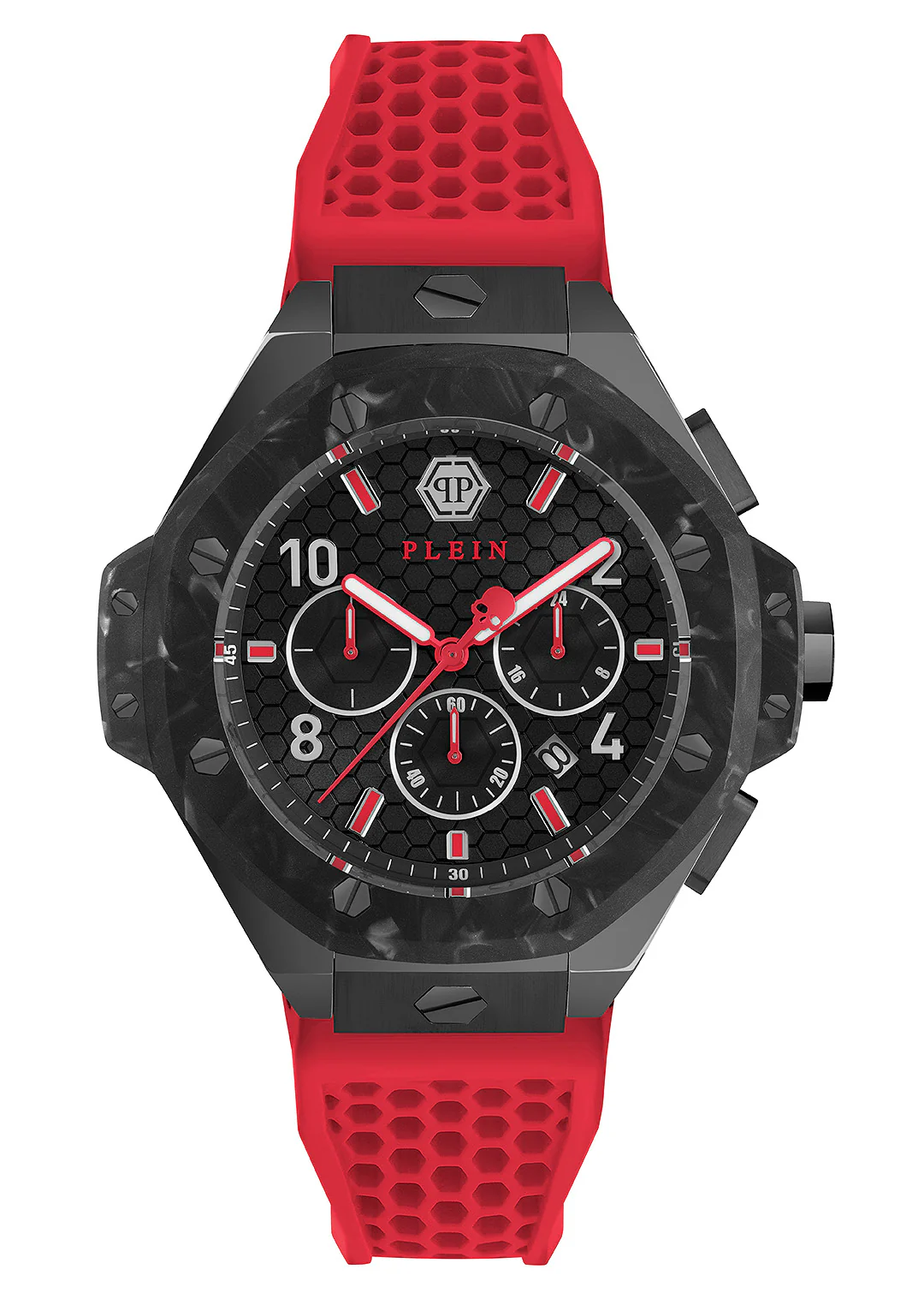 Philipp Plein Herren Uhr Analog Quarz PLEIN CHRONO ROYAL 46 MM PWPRA0724 Silikon