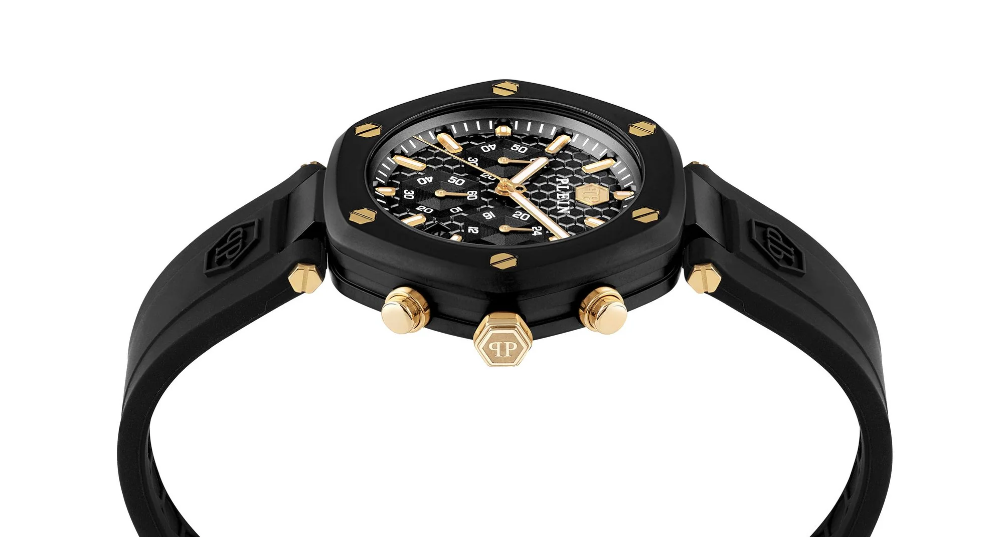 Philipp Plein Herren Uhr Analog Quarz THE HEXAGON CHRONO PWZBA0223 Silikon - Image 3