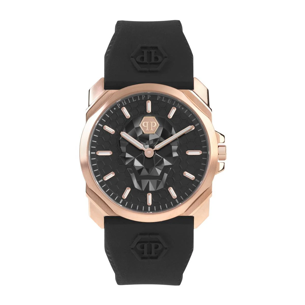 Philipp Plein Herren Uhr Analog Quarz THE $KULL KING Rosé PWLAA0222 Silikon