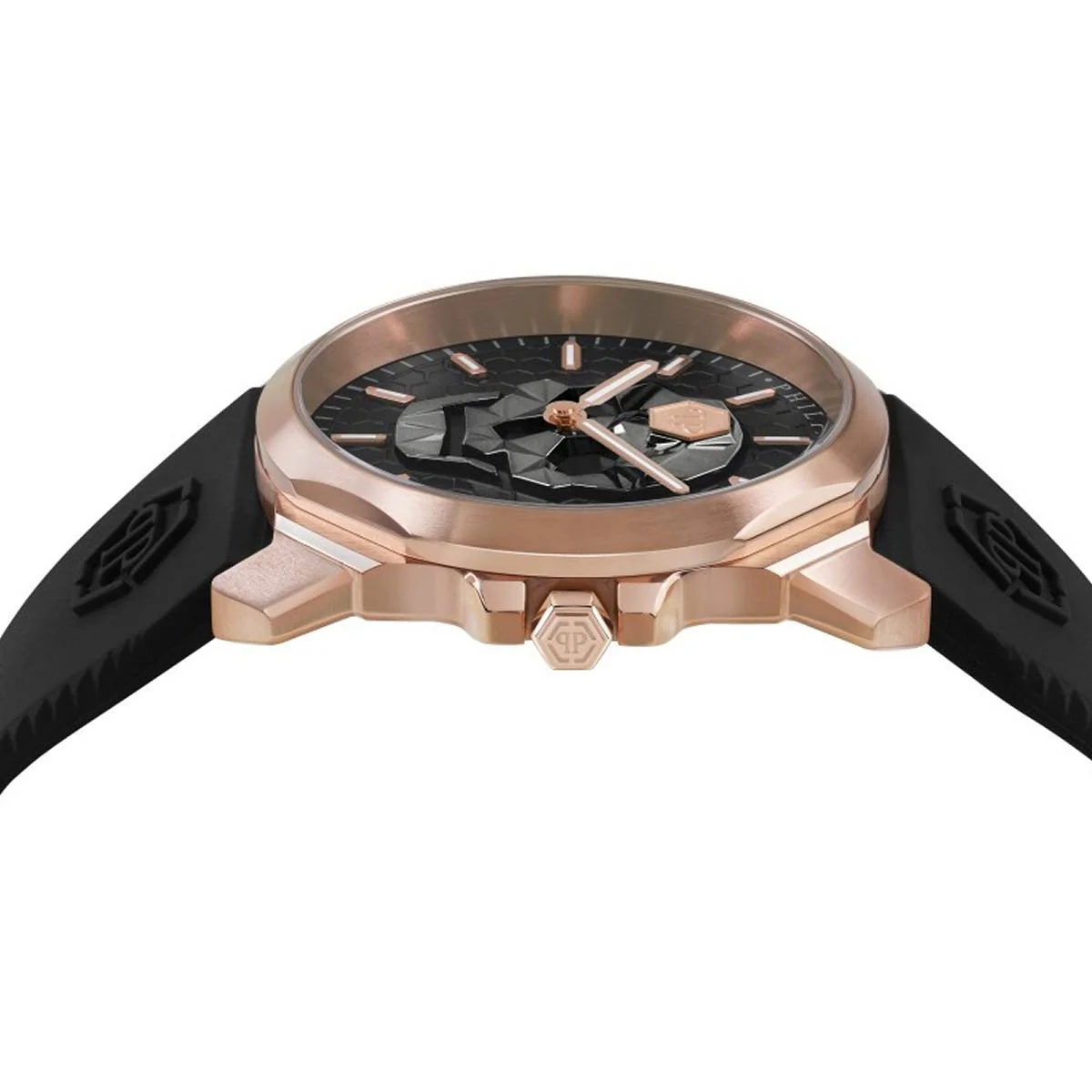 Philipp Plein Herren Uhr Analog Quarz THE $KULL KING Rosé PWLAA0222 Silikon - Image 3