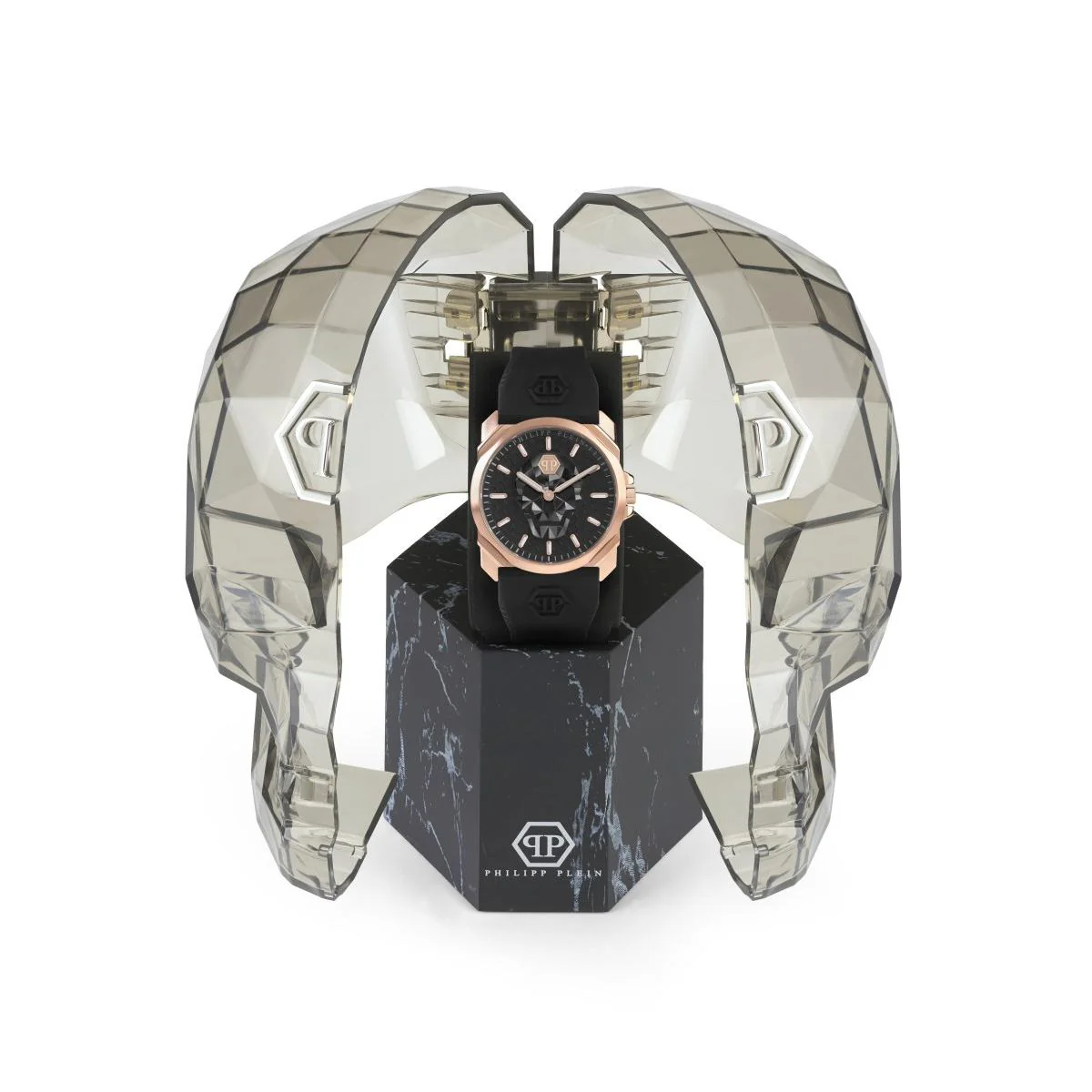 Philipp Plein Herren Uhr Analog Quarz THE $KULL KING Rosé PWLAA0222 Silikon - Image 4