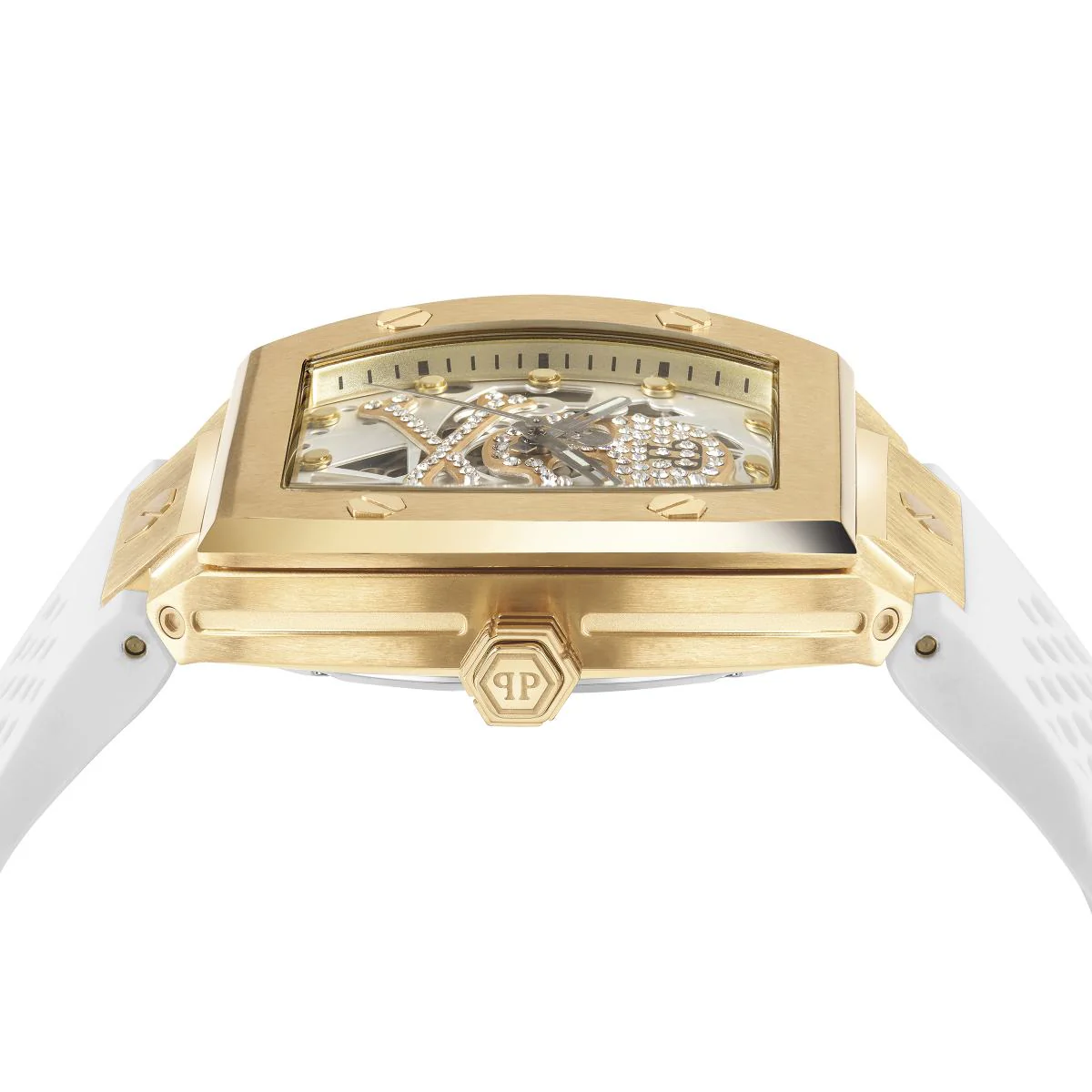 Philipp Plein Herren Uhr Automatik $KELETON gold Kristalle PWBAA0421 Silikon - Image 3