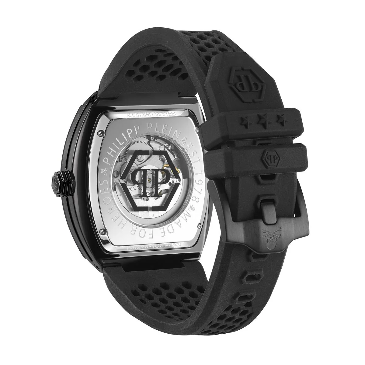 Philipp Plein Herren Uhr Automatik $KELETON schwarz Kristalle PWBAA0621 Silikon - Image 2