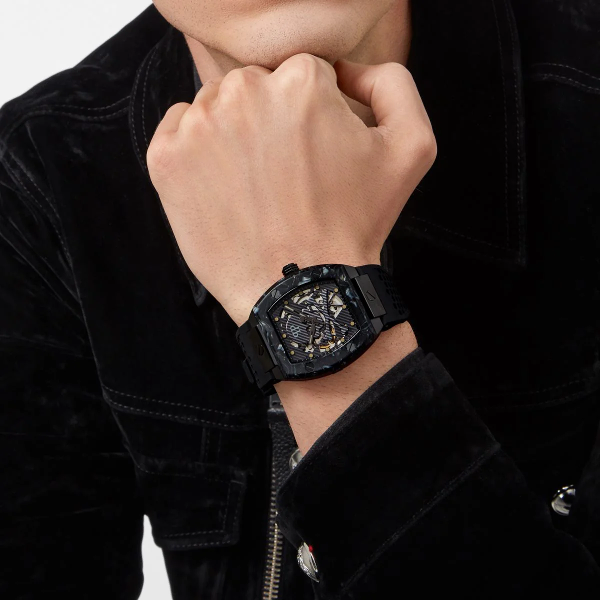 Philipp Plein Herren Uhr Automatik $KELETON schwarz PWBAA0221 Silikon - Image 5