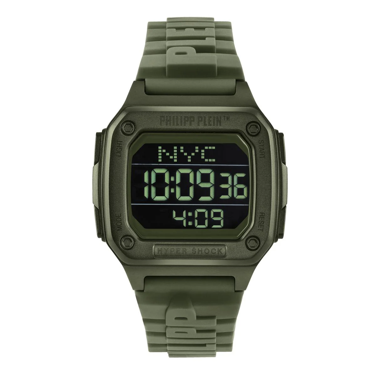 Philipp Plein Herren Uhr Digital Quarz HYPER SHOCK grün PWHAA0421 Silikon