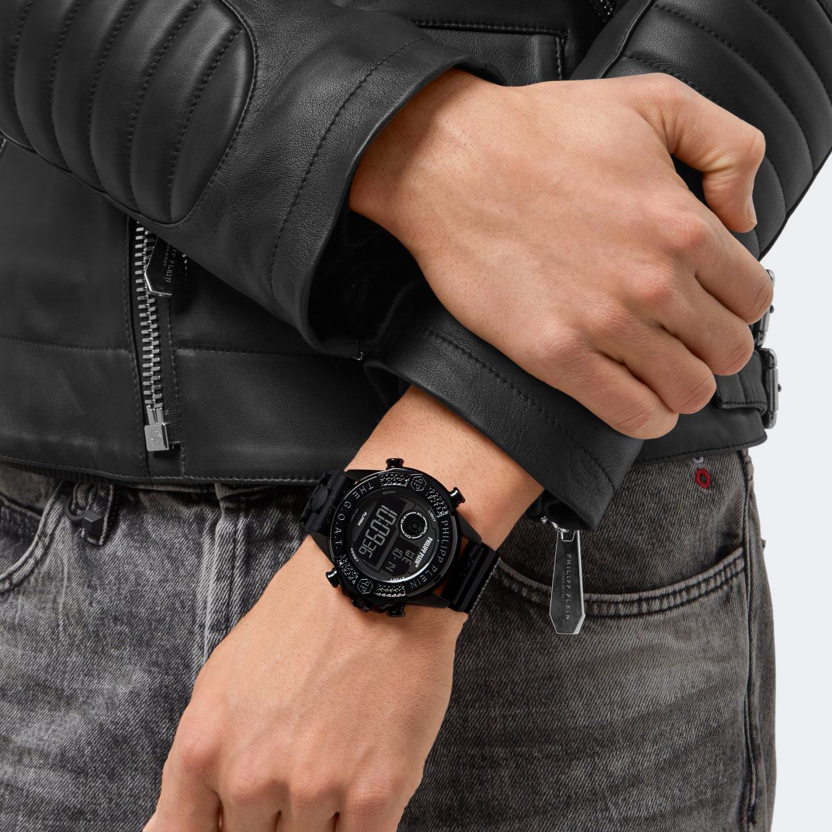Philipp Plein Herren Uhr Digital Quarz THE G.O.A.T schwarz PWFAA0521 Silikon - Image 5