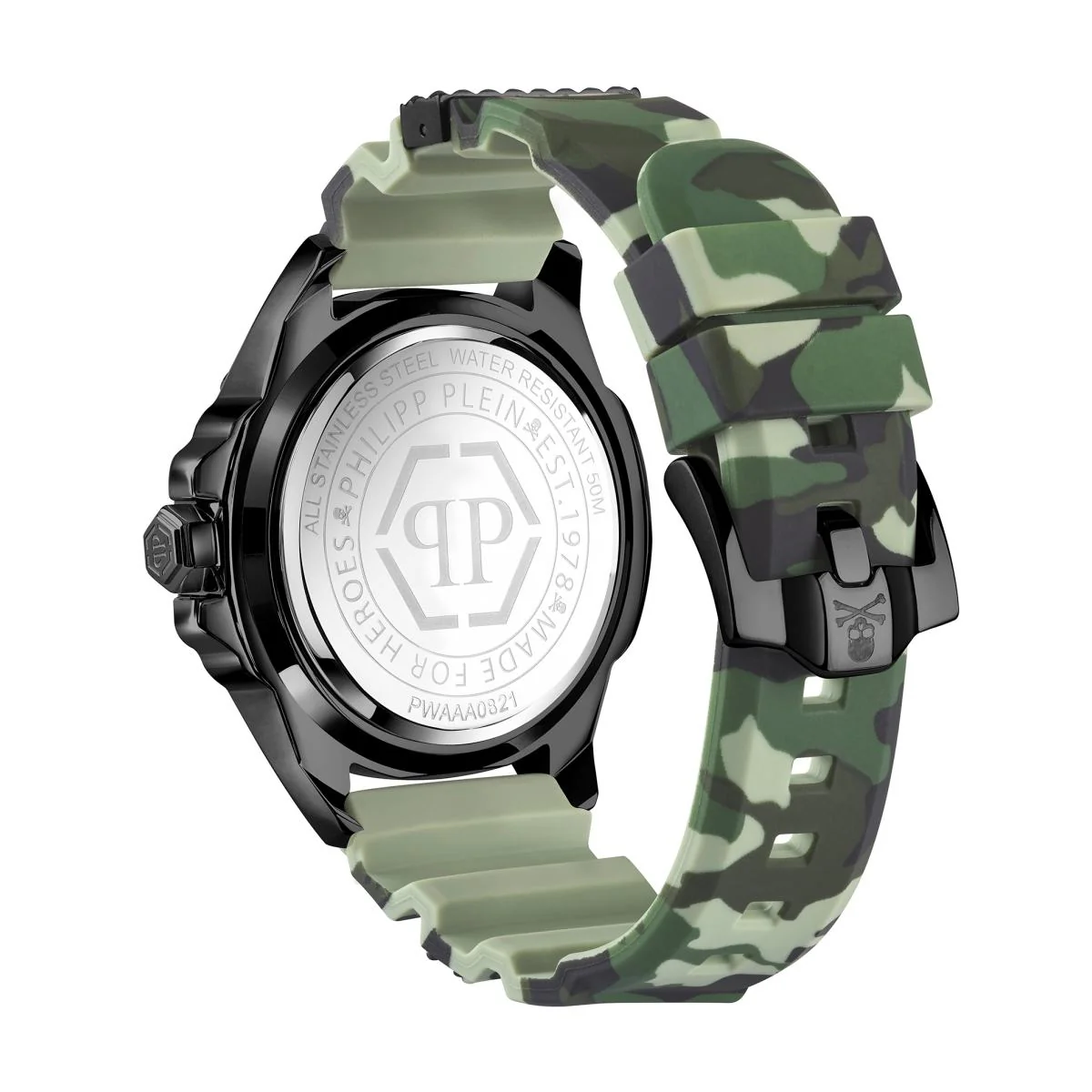 Philipp Plein Herren Uhr Quarz $KULL IP GUN grau camouflage PWAAA0821 Silikon - Image 2