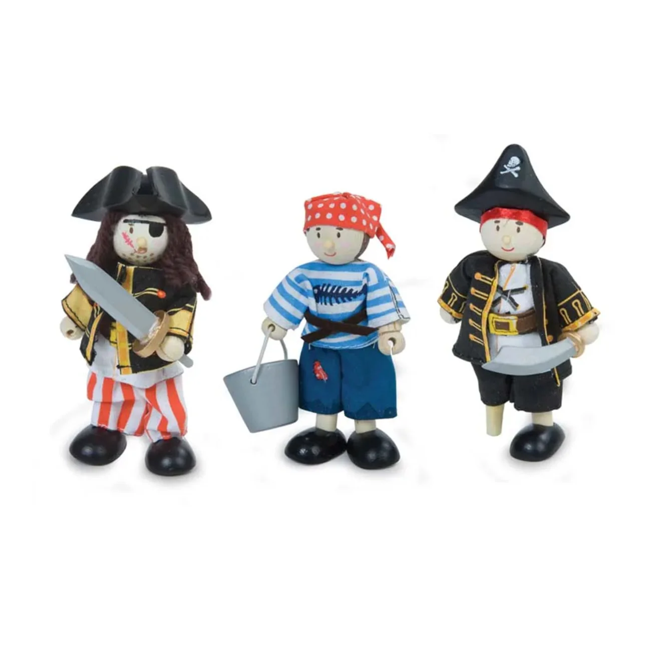 Piratenset mit 3 Holzfiguren für fantasievolle Abenteuer