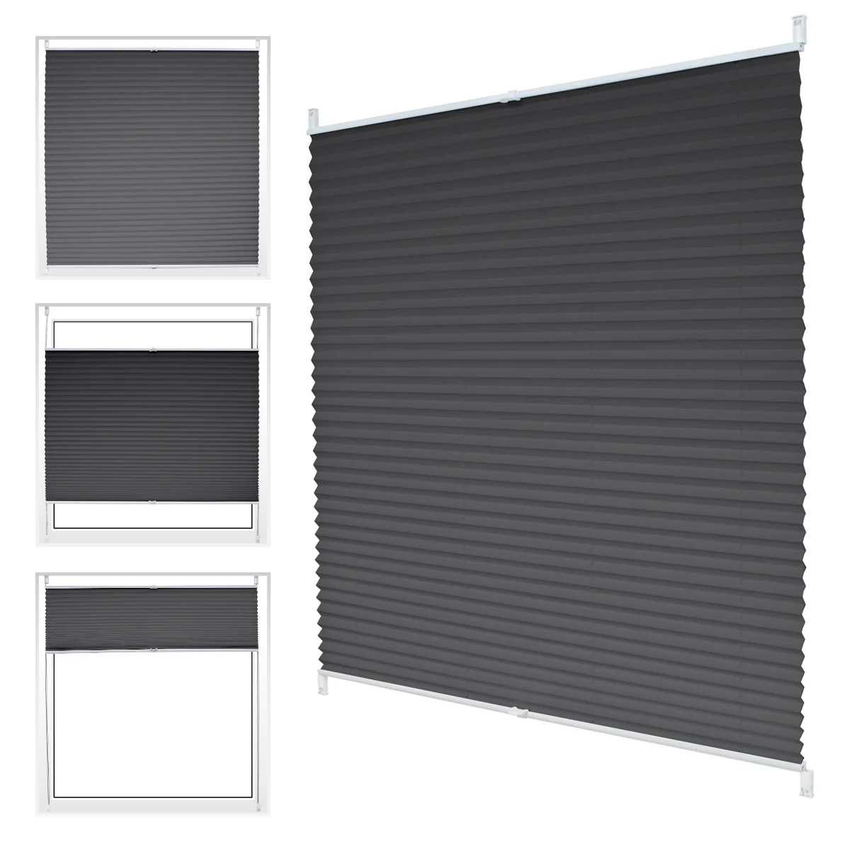 Plissee Grau 70x100 cm inkl. Befestigungsmaterial - Image 4