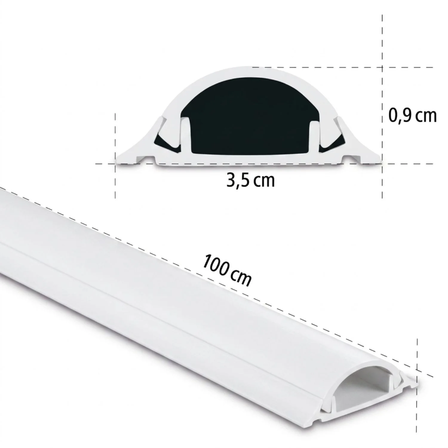 PVC Kabelkanal Halbrund 100/7/2cm Silber-Grau - Image 17