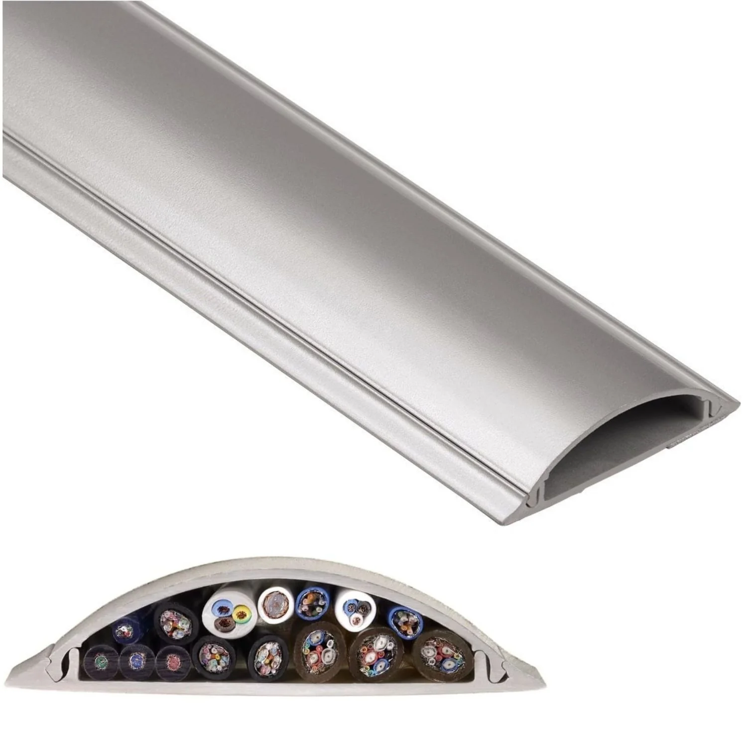 PVC Kabelkanal Halbrund 100/7/2cm Silber-Grau - Image 4