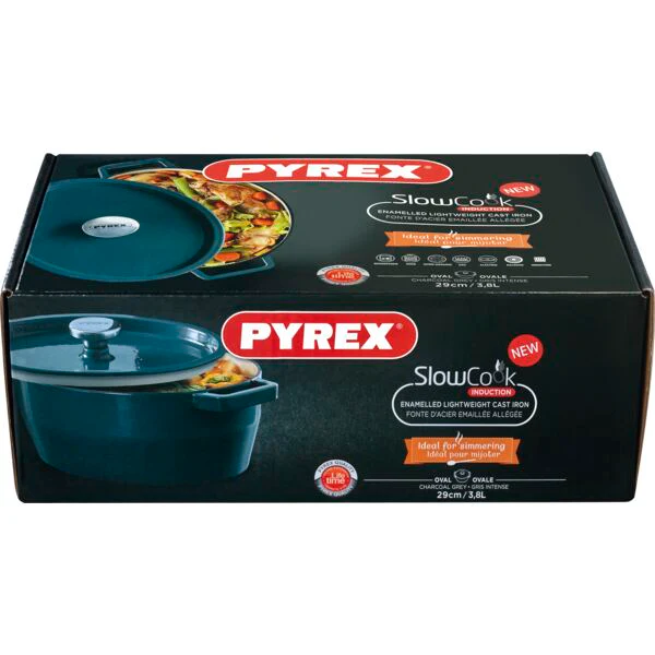 PYREX Slow Cook Bratentopf oval, mit Deckel, Länge: 330 mm, grau - Image 2