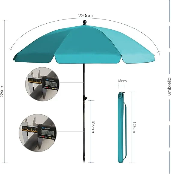 RESCH Sonnenschirm Strand Türkis 200 Cm UV50+ Gartenschirm, Strandschirm, Garten - Image 7