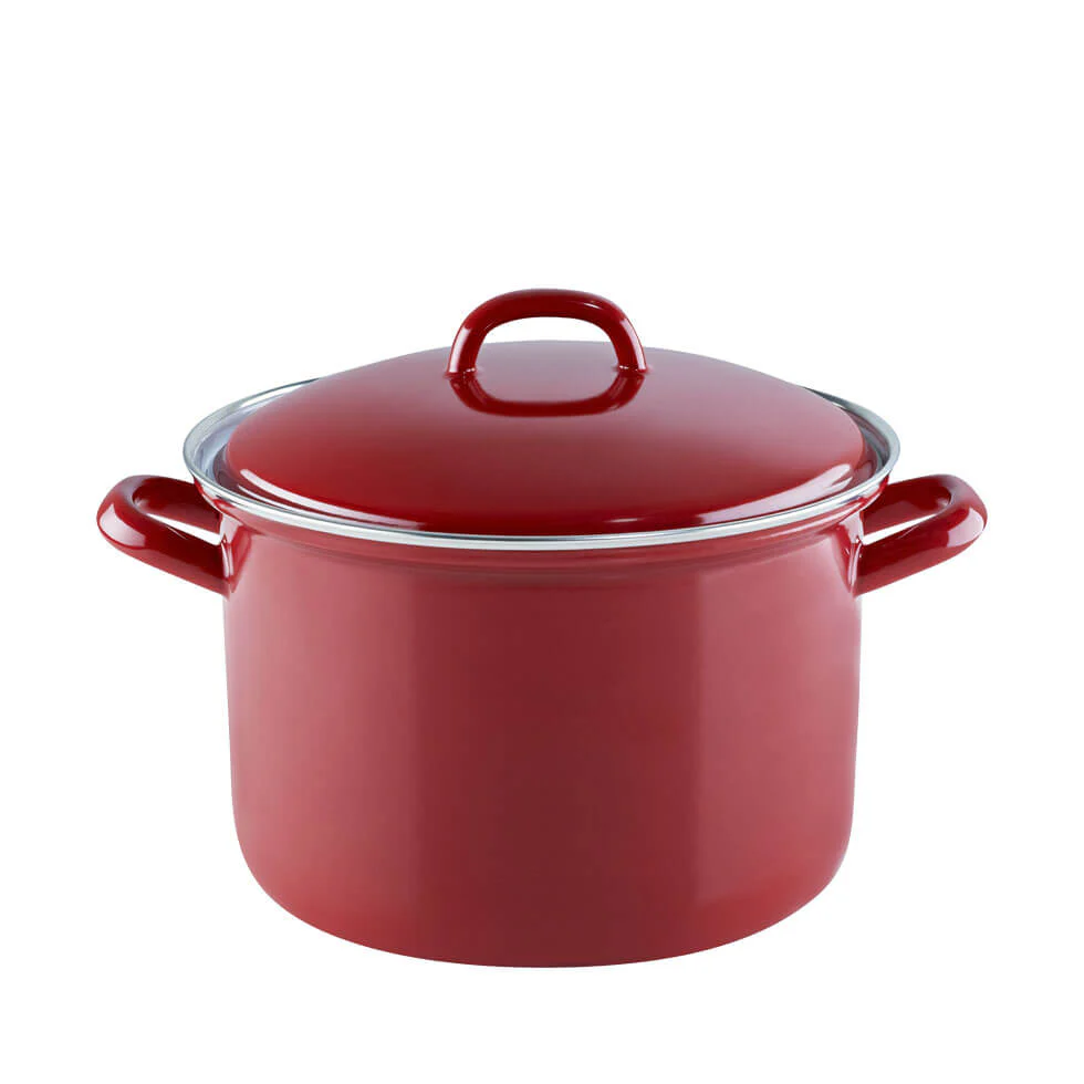 Riess Fleischtopf aus Emaille mit Deckel 20 cm 3.5 Liter Keramik rot
