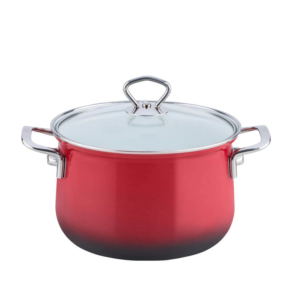Riess Fleischtopf hoch mit Glasdeckel Ø20cm 3,5 Liter Emaille Nouvelle Brombeer