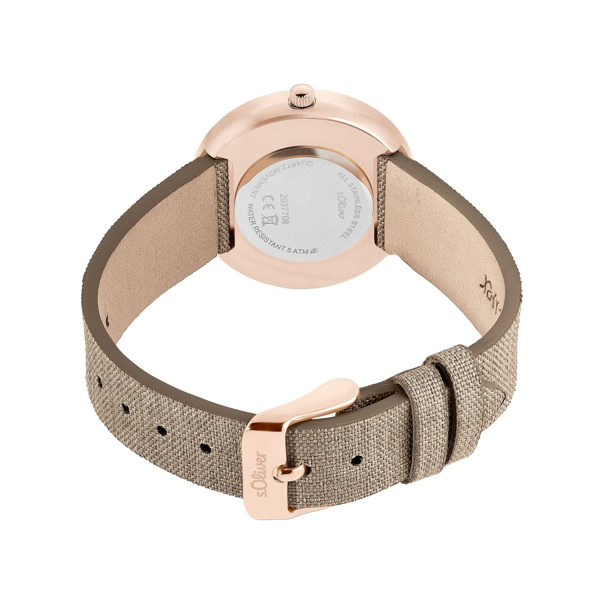 s.Oliver Damen Uhr Armbanduhr Edelstahl IP Rose Textil 2037708 - Image 2