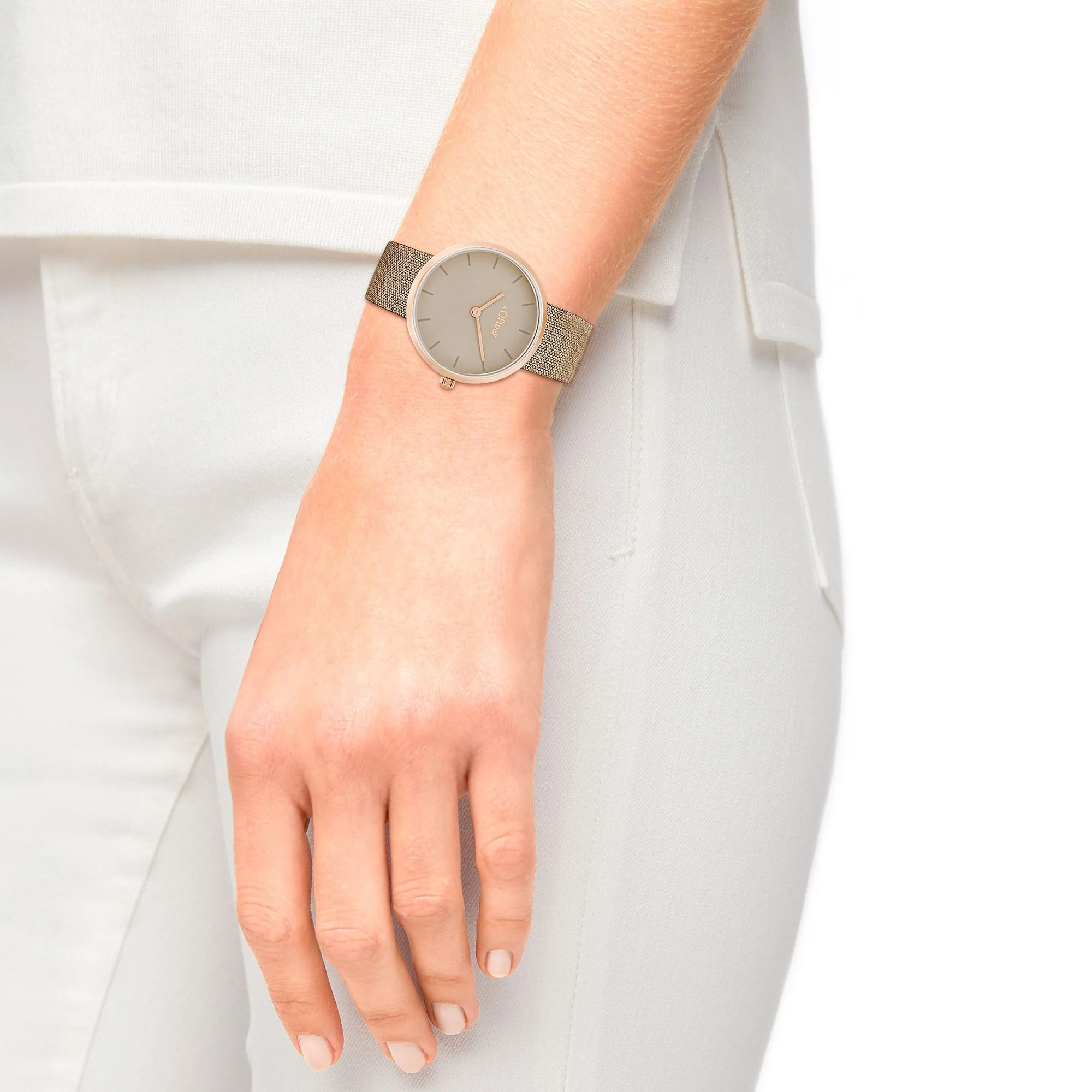 s.Oliver Damen Uhr Armbanduhr Edelstahl IP Rose Textil 2037708 - Image 3