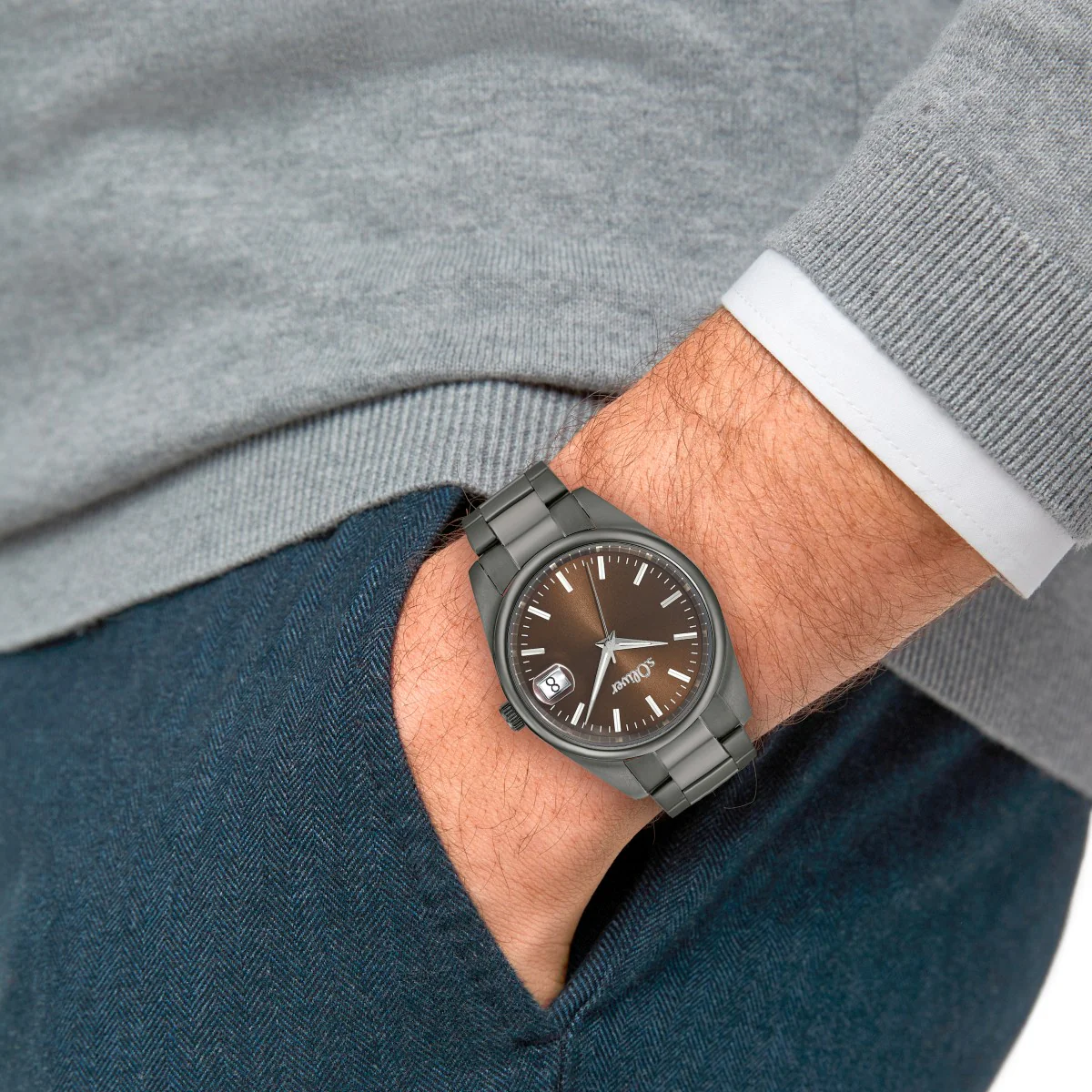 s.Oliver Herren Uhr Armbanduhr Edelstahl grau 2033529 - Image 3