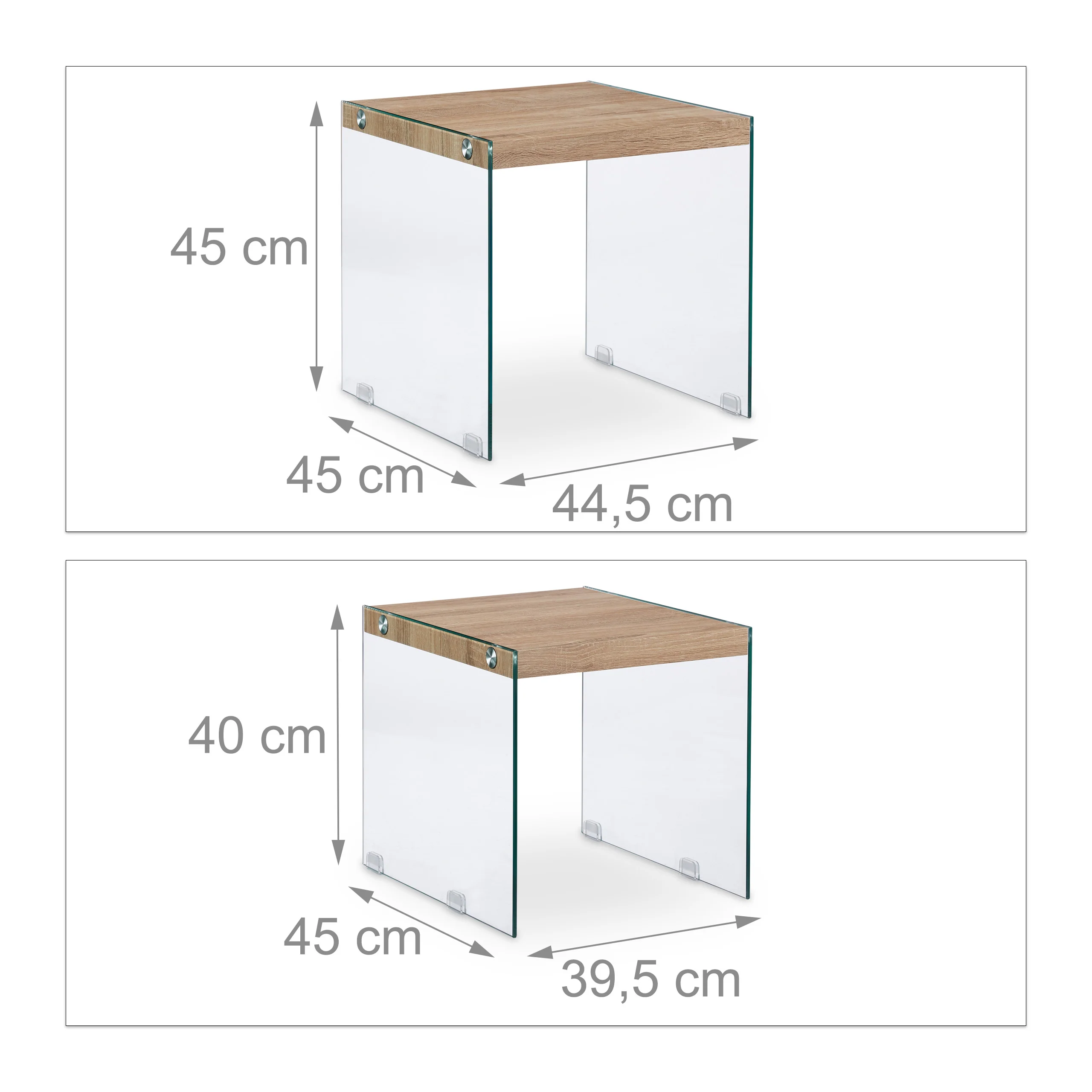 Satztisch 2er Set Holz+Glas - Image 4
