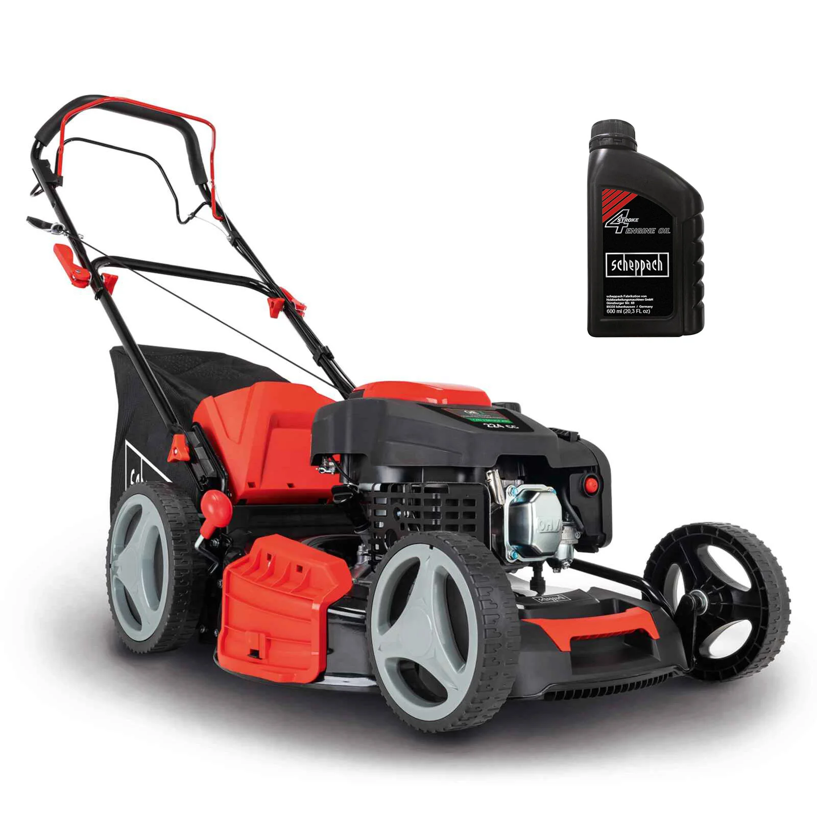 Scheppach Benzin Rasenmäher MS225-53 - 53cm Schnittbreite | 6PS | Radantrieb | 65L Korb | Reinigung