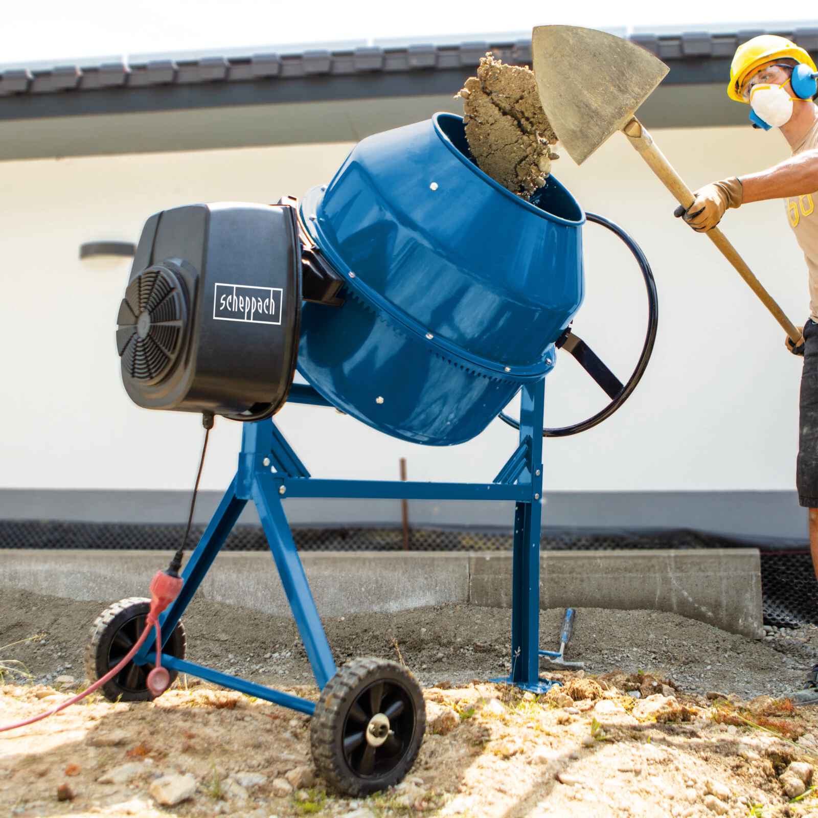 [B-WARE] Scheppach Betonmischer MIX180 | 800W | 180L | Drehzahl 29,5 min-1 | Zahnräder aus Guss - Image 8