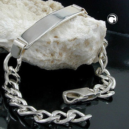 Schildband 8x3mm Weitpanzer Armband mit Gravurplatte 40x9x1,4mm Silber 925 20cm - Image 2