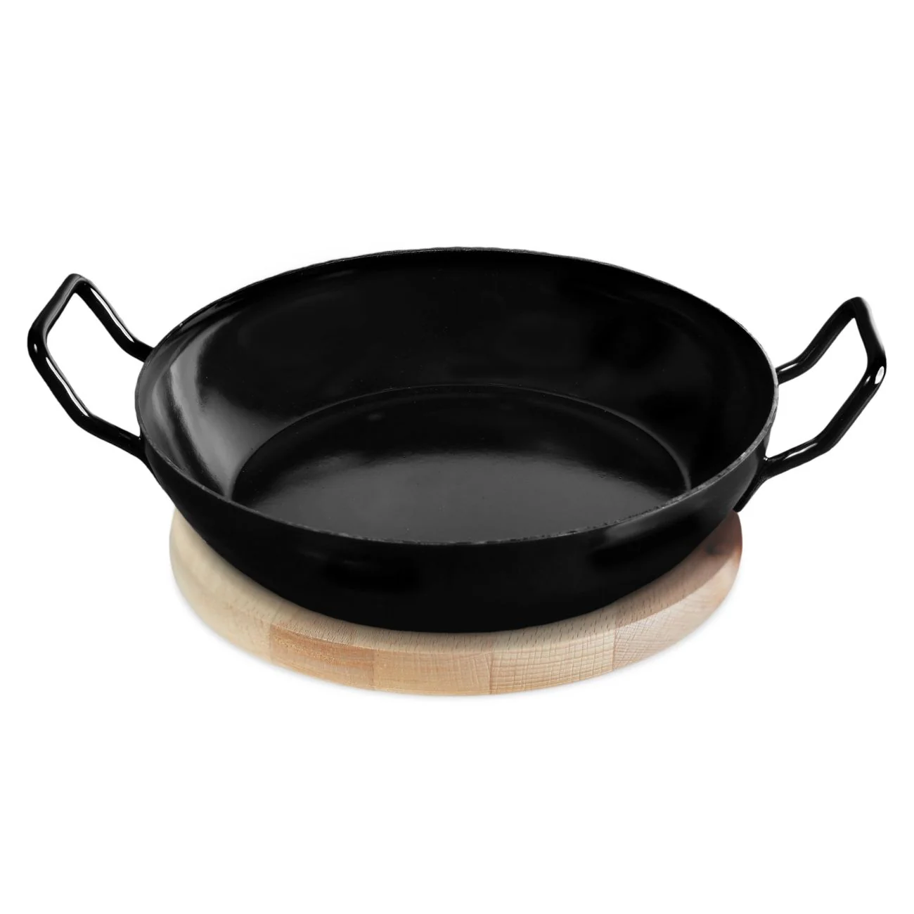 Schlemmerpfanne 20 cm aus Emaille mit Holzteller - Image 2
