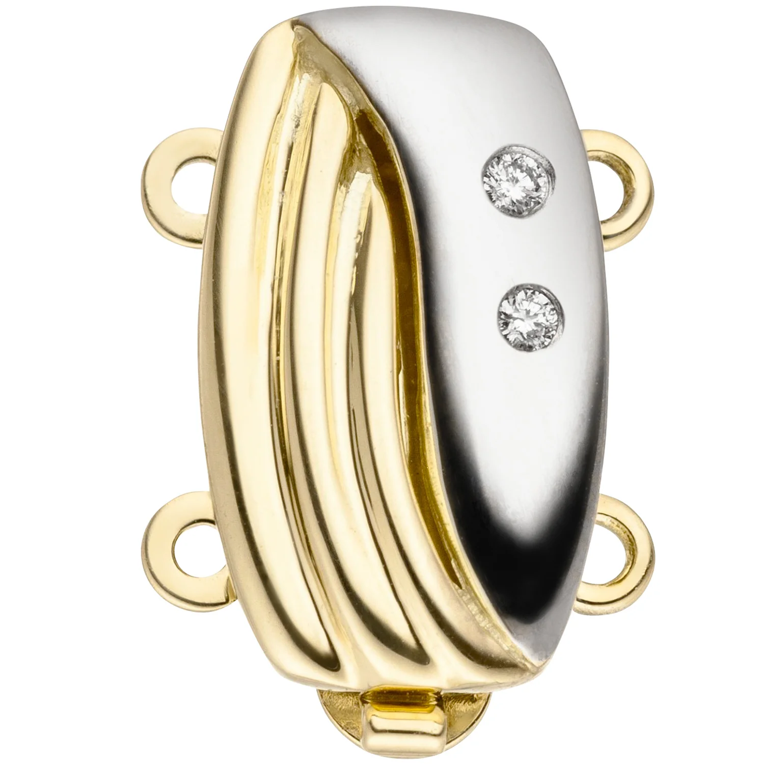 Schließe 2-reihig 585 Gold Gelbgold bicolor 2 DiamantenKettenverschluss - Image 2